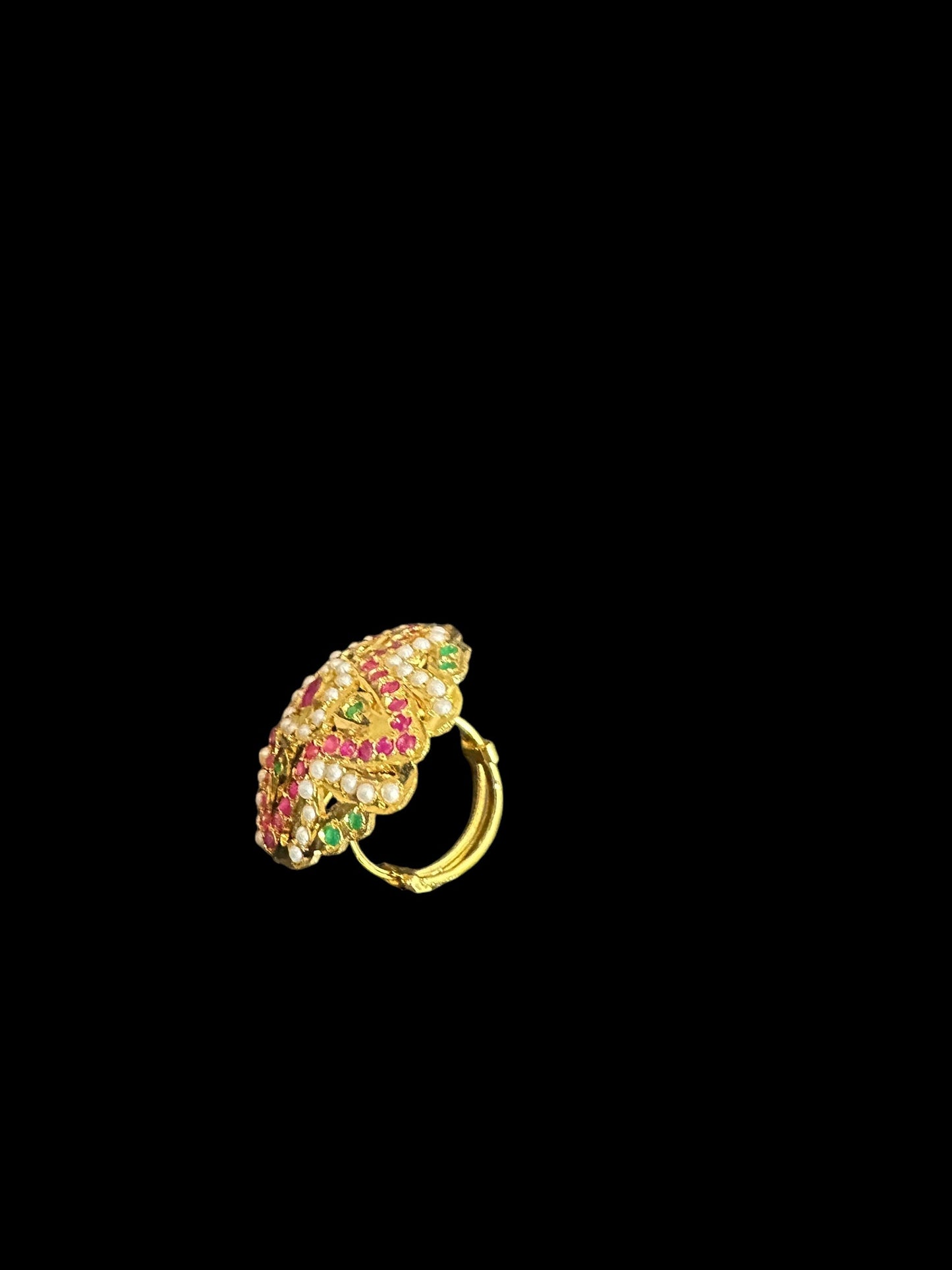 DJR74 Jadau ring-ruby emerald pearl( READY TO SHIP )