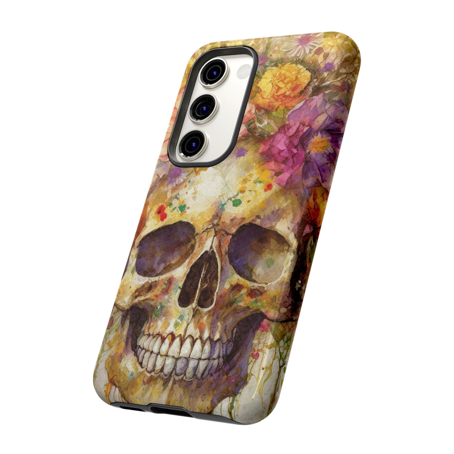 Unique Floral Skull Tough Phone Case