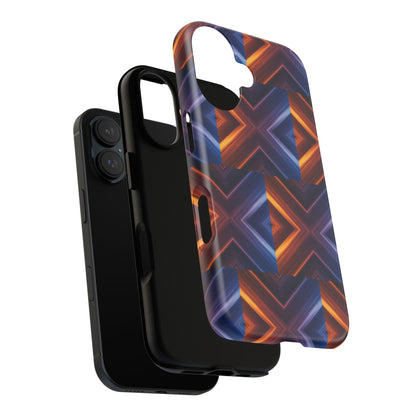 Stylish Tough Phone Case With Blue & Orange Abstract Design