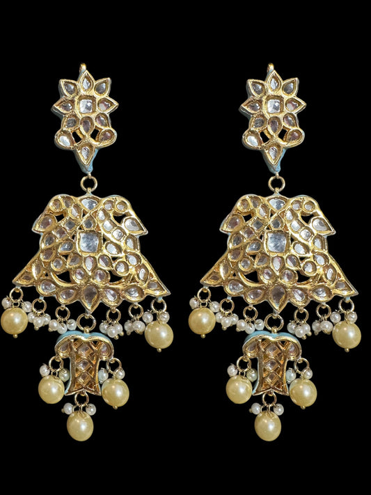 Kundan meena earrings - turquoise( READY TO SHIP )