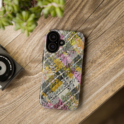 Purple Plaid Floral Artistic Tough Phone Case