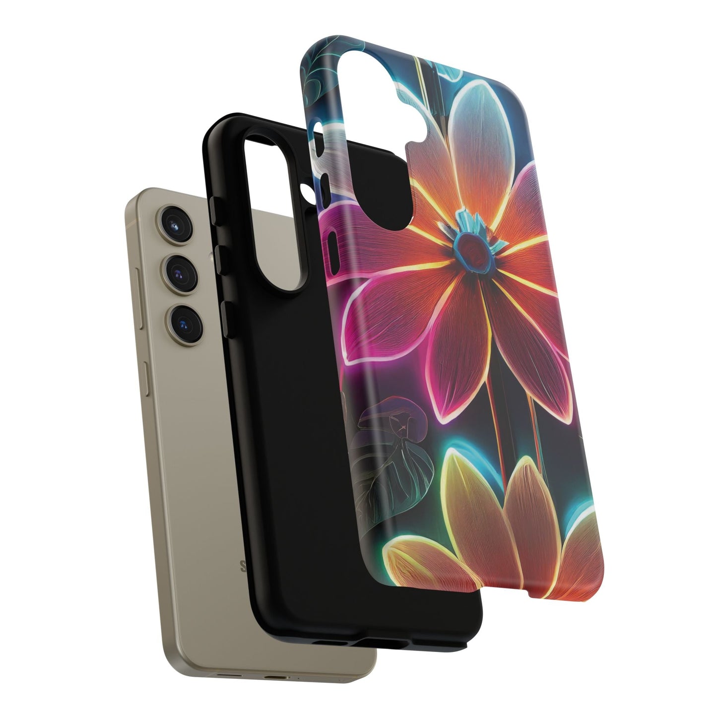 Vibrant Neon Flowers Tough Phone Case