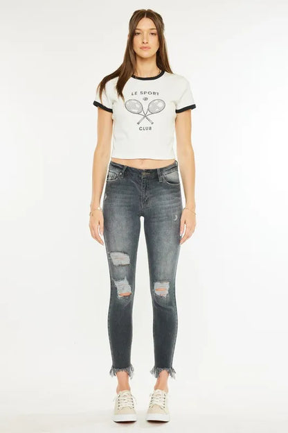 Kancan High Rise Distressed Ankle Skinny Jeans
