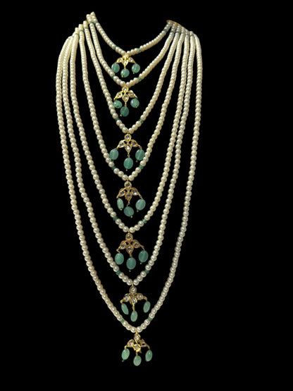 SAT99 Insia satlada with jhumka in light green beads ( READY TO SHIP  )