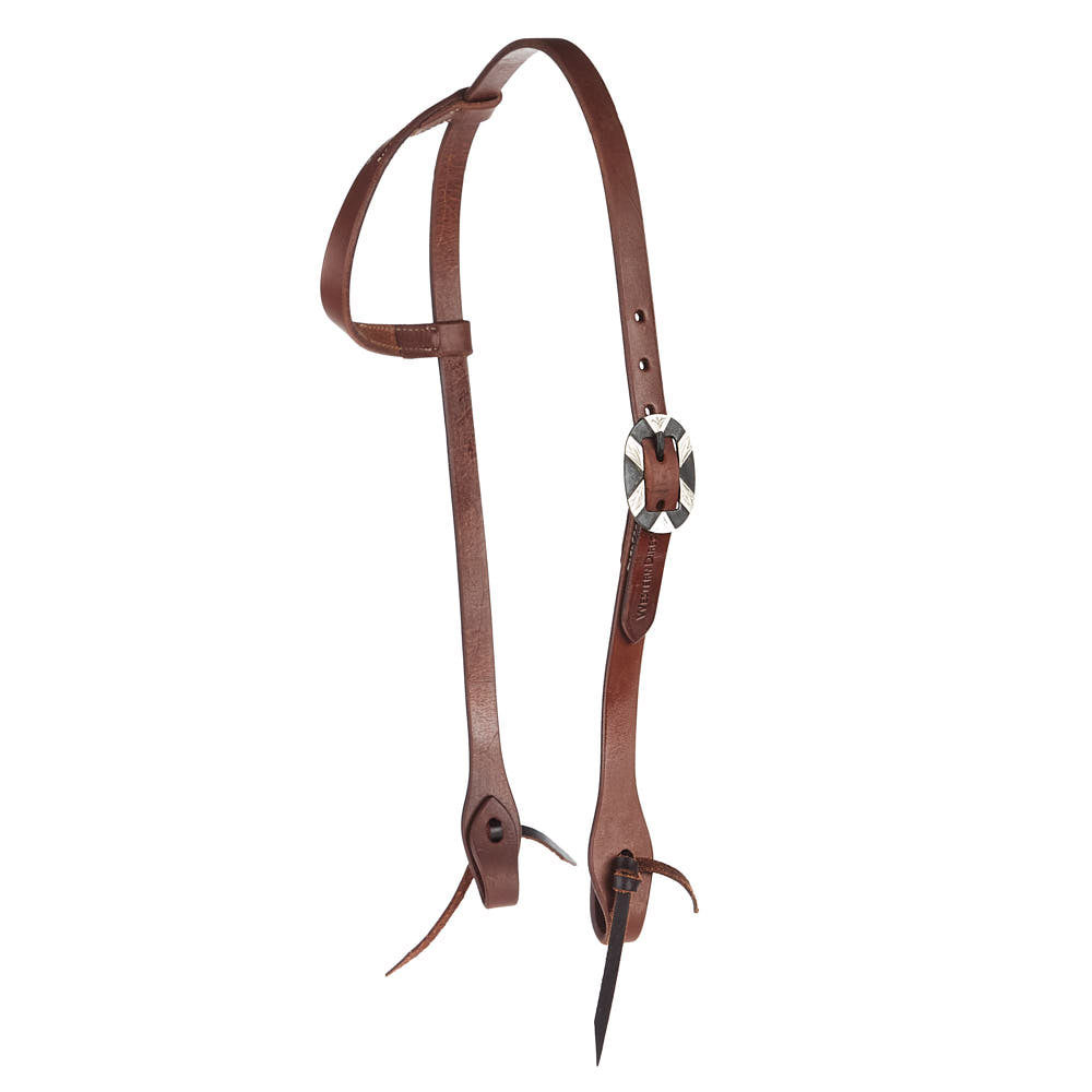 Heavy Oil Harness Leather Oval Silver Bar Buckle Single Ear Headstall