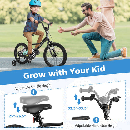 18 Inch Kids Bike Adjustable for 4-8 Years Old with Low-Step Frame
