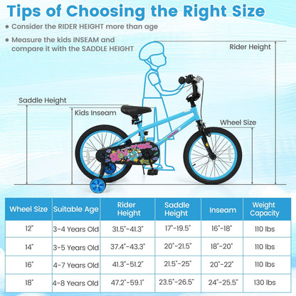 Kids Bike 16 Inch with Training Wheels Ages 4-7