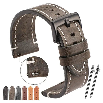 Suunto Race, Vertical & 9 Peak Contrast-Stitched Leather Buckle Band