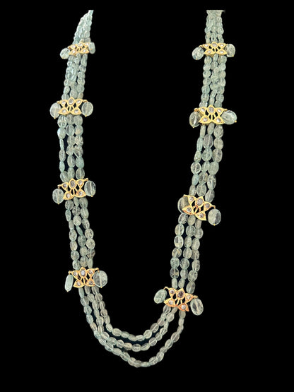 DLN63 aquamarine beads Rani haar with earrings ( READY TO SHIP )