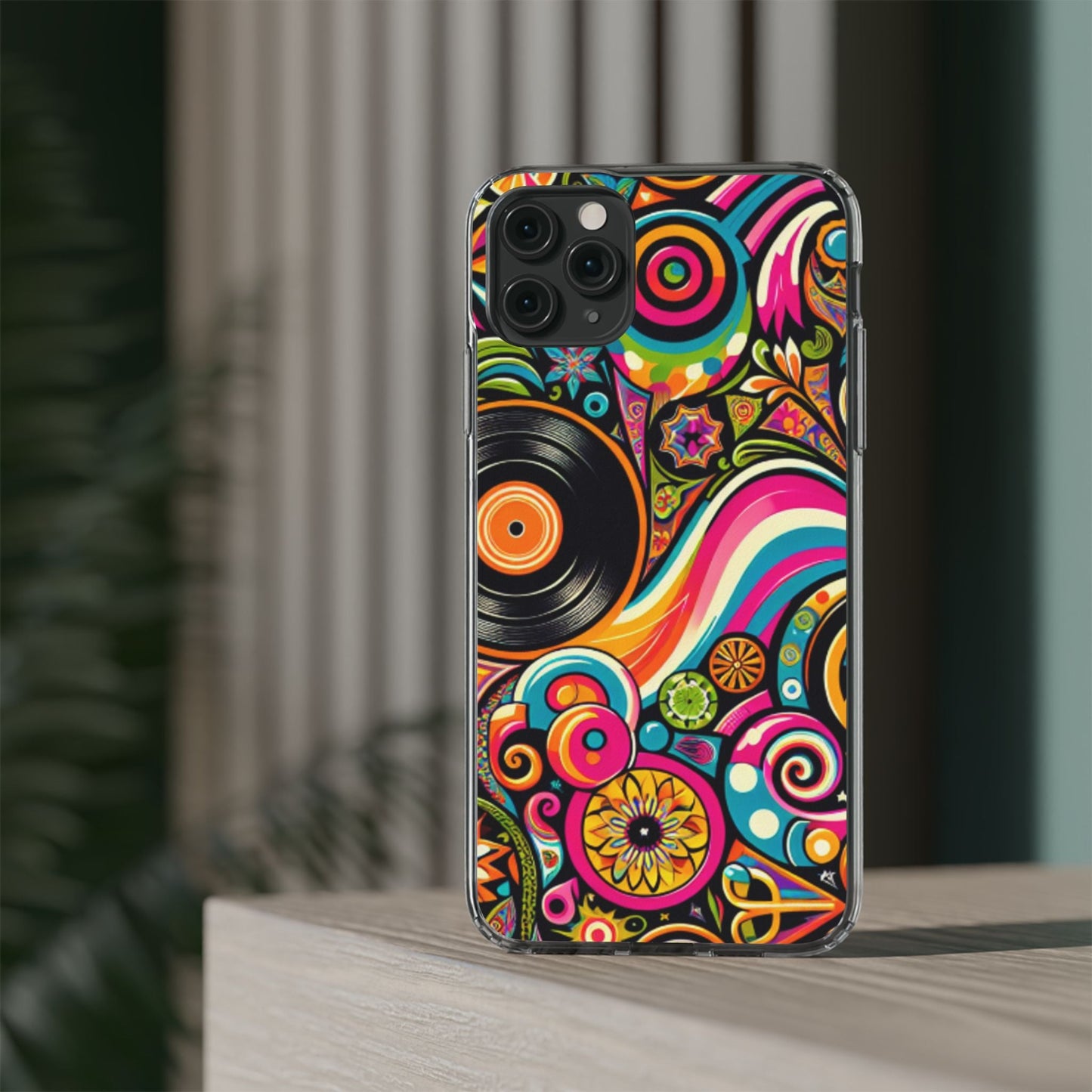 Colorful Vinyl Record Clear Phone Case