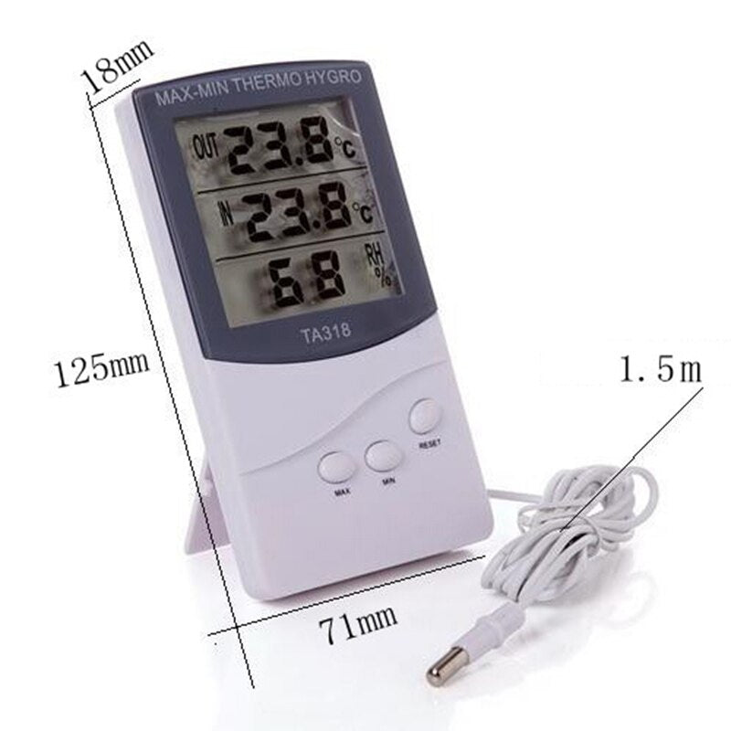 Dual-Zone Digital Reptile Thermometer & Hygrometer with Wired Probe