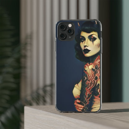 Gothic Devilish Tattooed Beauty Clear Phone Case