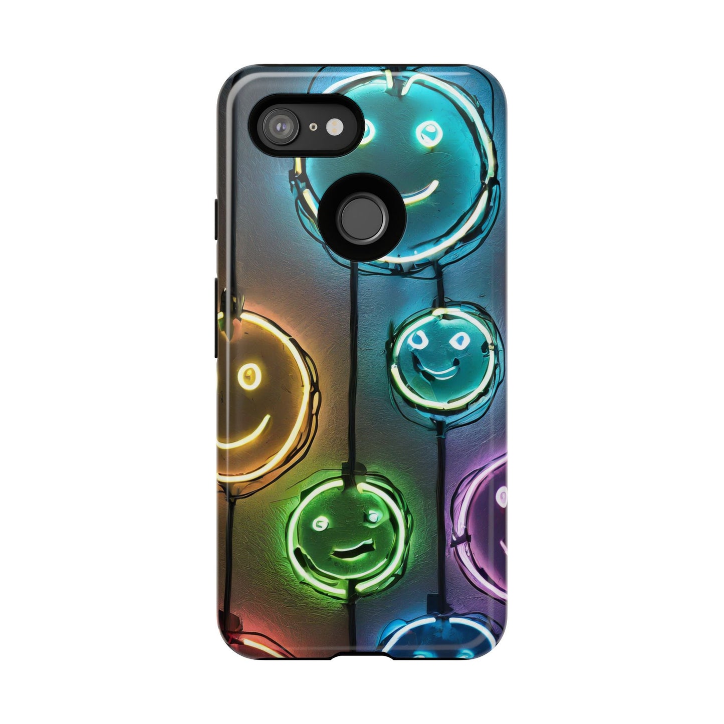 Colorful Neon Smiley Face Phone Case - Tough & Stylish Protection
