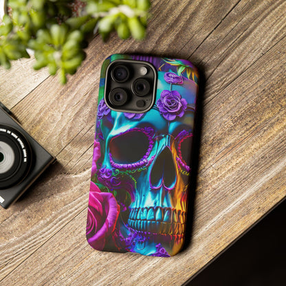 Neon Skull and Roses Vibrant Tough Phone Case