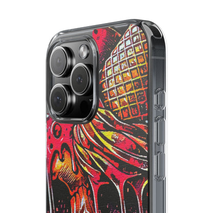 Neon Ice Cream Skull Clear Phone Case