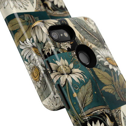 Abstract Teal Daisy Tough Phone Case