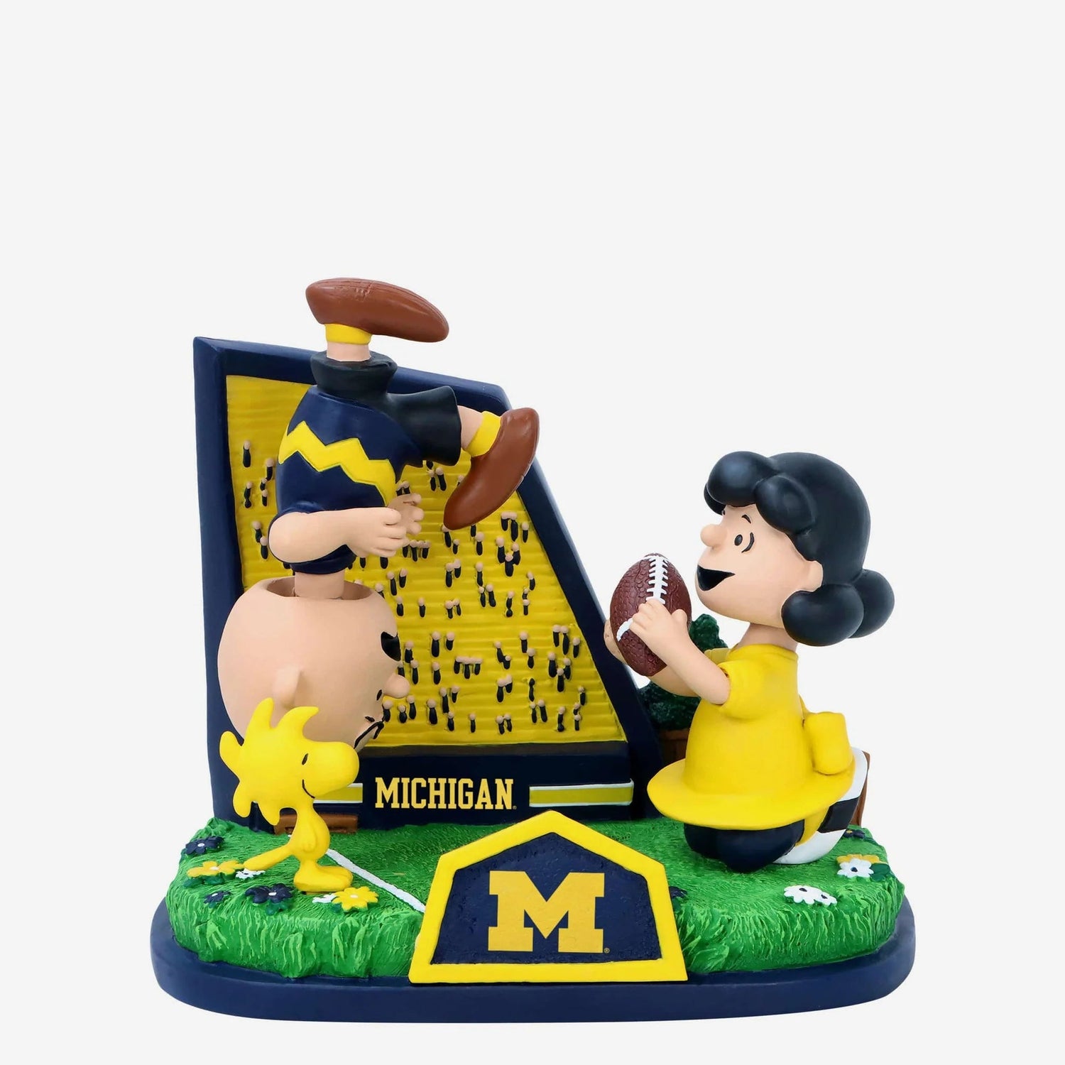 Michigan Lucy & Charlie Brown 2024 Peanuts Kicking Football Mini Bobble Scene - Triathlete Store