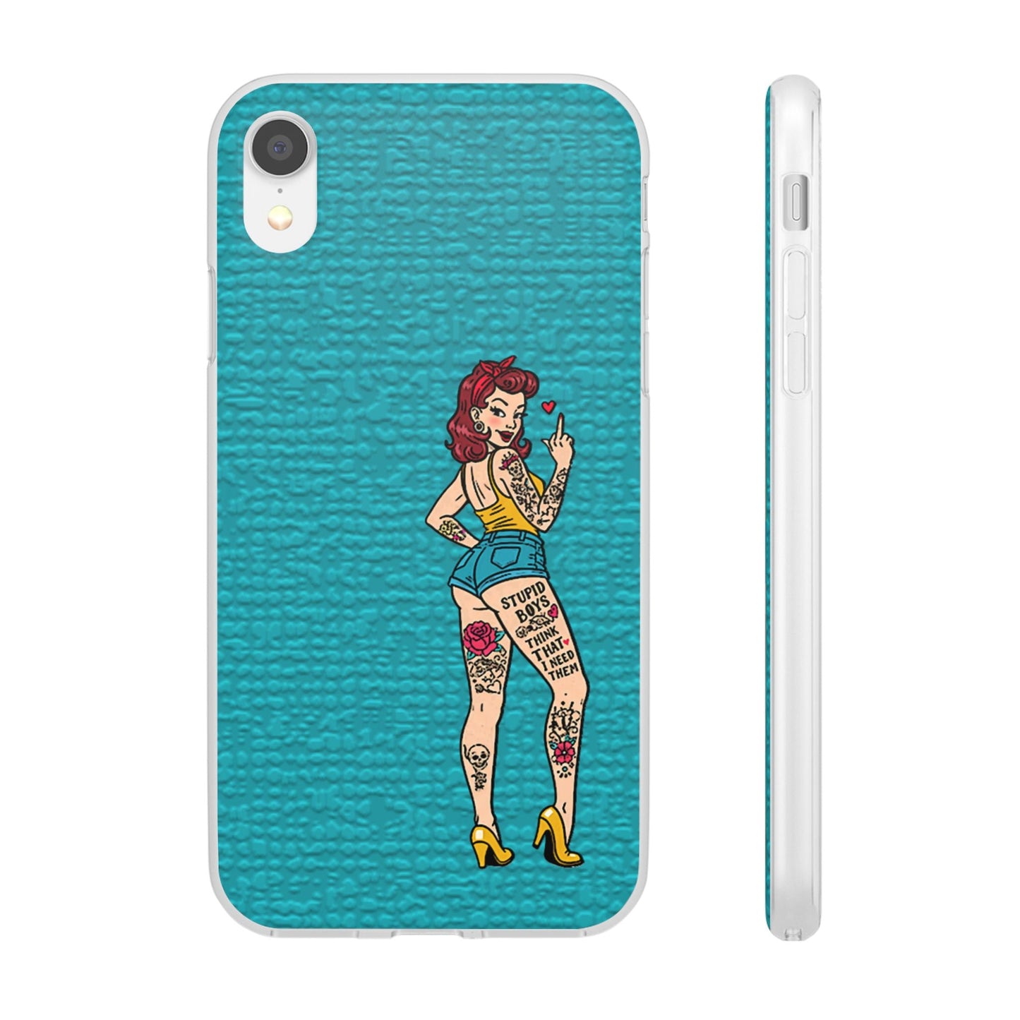 Sassy Pin-Up Stupid Boys Teal Flexi Phone Case