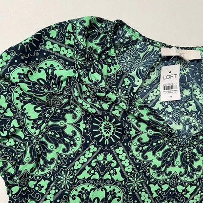 LOFT Tile Shirred Raglan Blouse