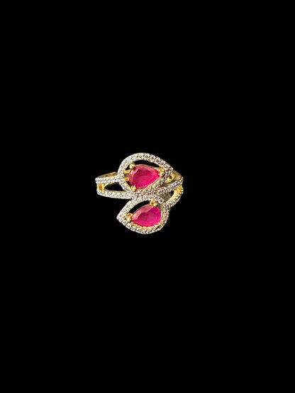 DJR134  Cz gold plated  ring - Ruby( READY TO SHIP)