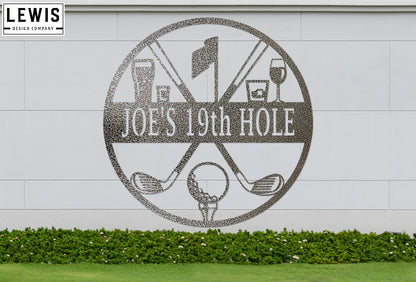 Golf 19th Hole Custom Name Metal Sign | Personalized Golf Bar Decor