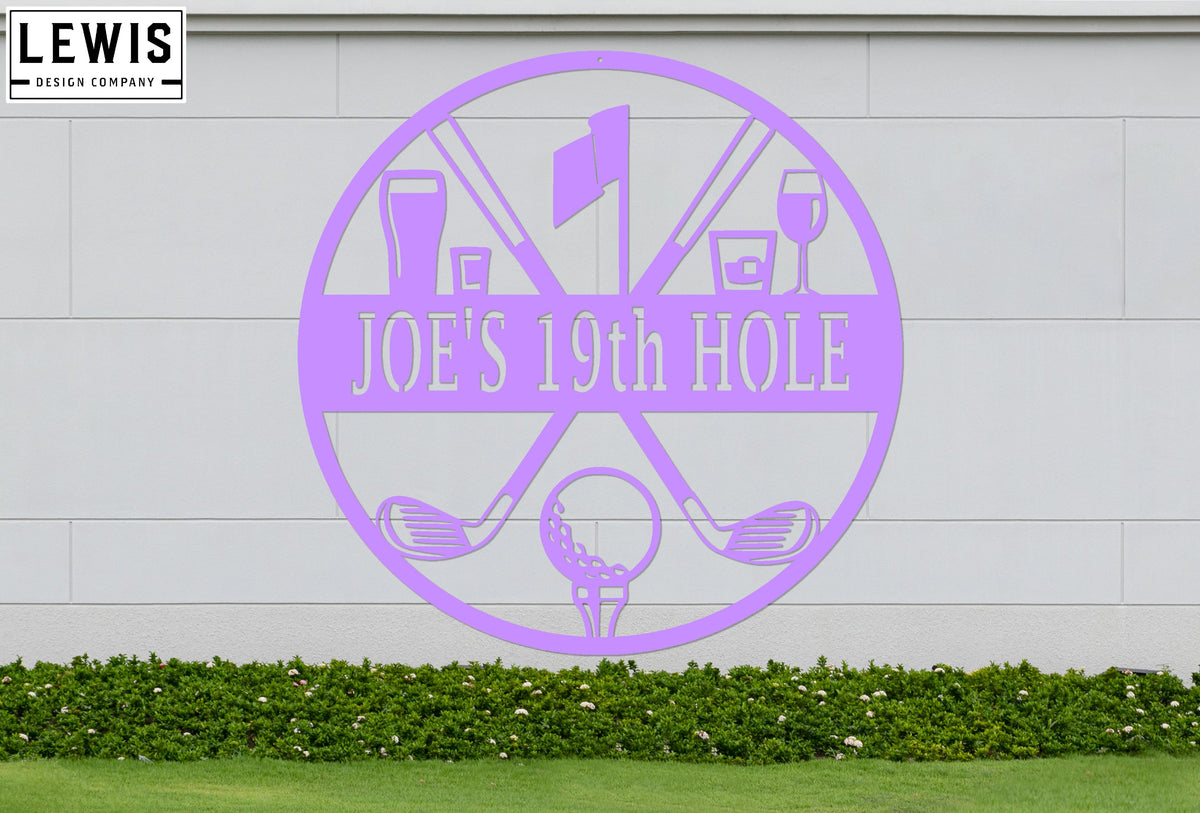 Golf 19th Hole Custom Name Metal Sign | Personalized Golf Bar Decor