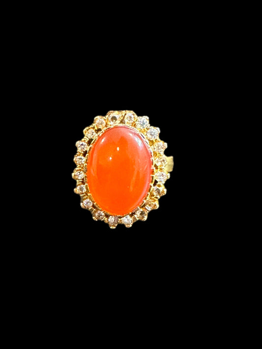 DJR98 Natural aqeeq / orange agate ring ( SHIPS IN 4 WEEKS  )