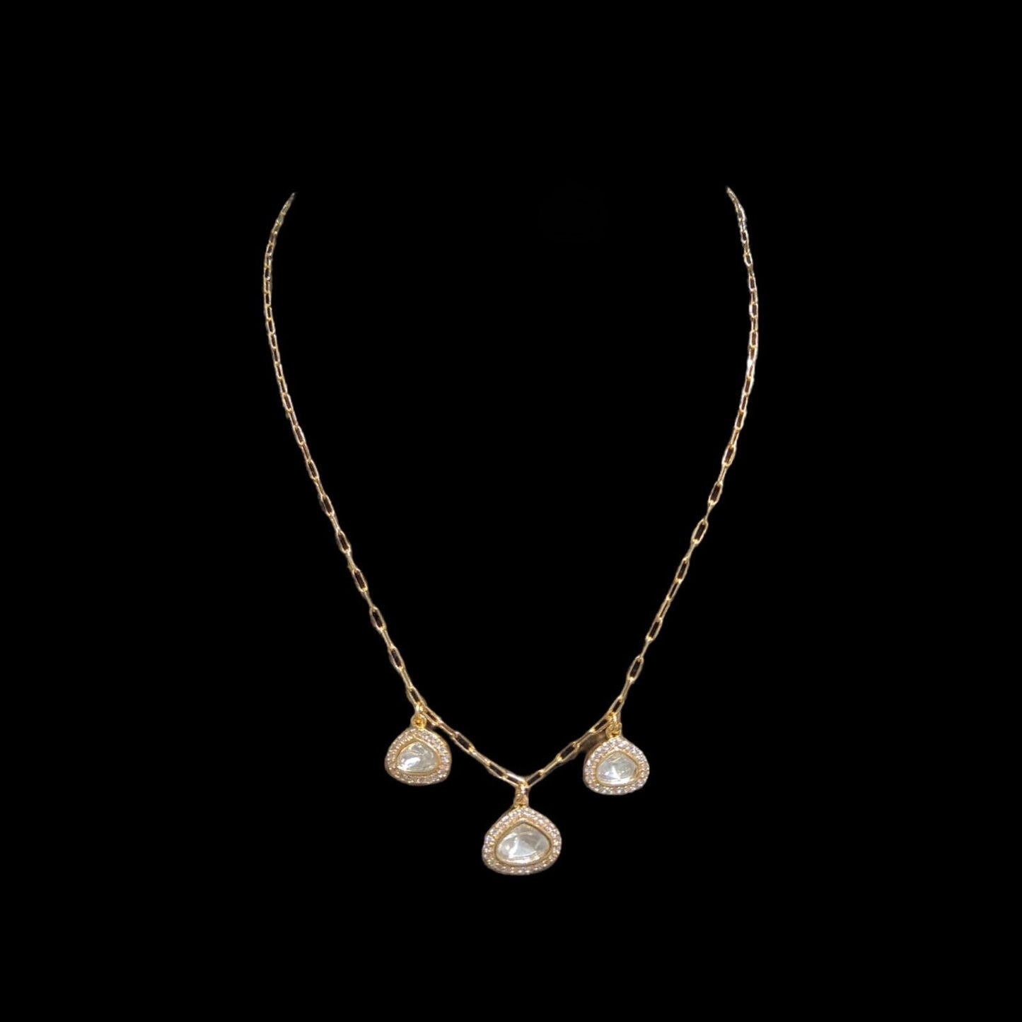 PS476 Polki gold plated pendant set ( READY TO SHIP )