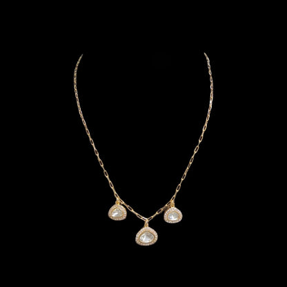 PS476 Polki gold plated pendant set ( READY TO SHIP )