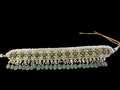 BR498 Insia bridal jadavi lacha satlada set in emeralds , ( READY TO SHIP )