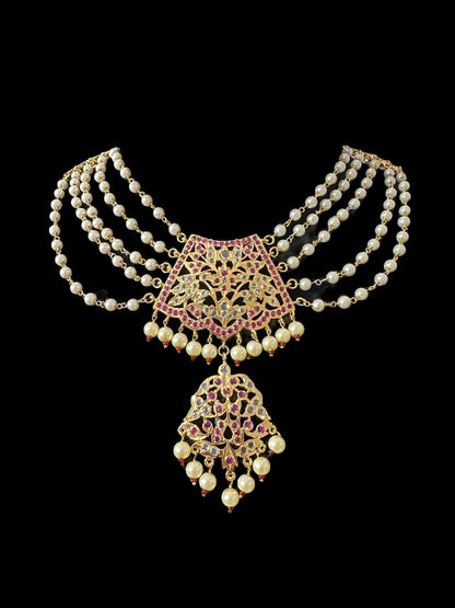 C565 AABHA Chandan haar inspired choker in rubies ( SHIPS IN 3 WEEKS )