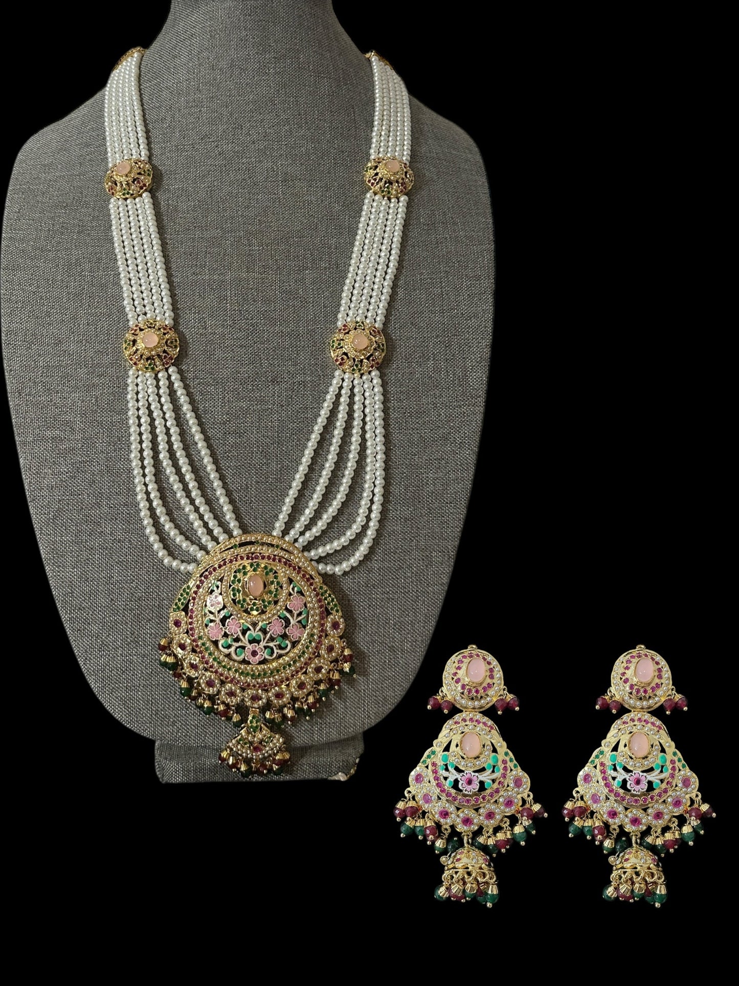DLN126 Arshi jadau meena long Rani haar - Multicolor ( SHIPS IN 4 WEEKS )