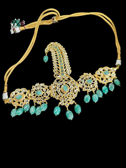 DJTK148 Hyderabadi sarpech in emeralds ( SHIPS IN 4 WEEKS )