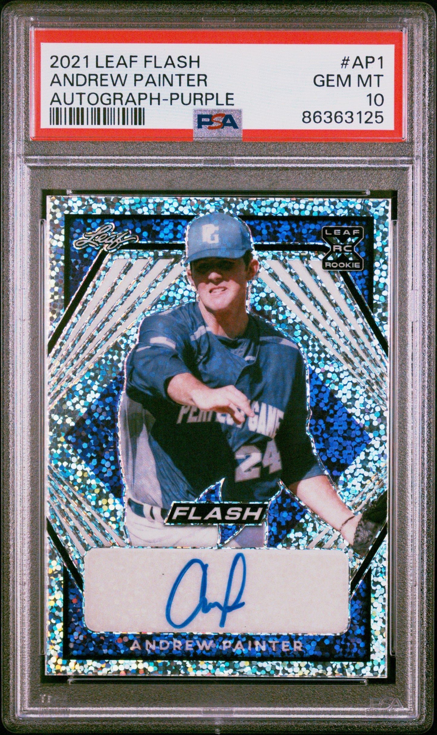 Graded 2021 Leaf Flash Andrew Painter #AP1 Autograph Purple #/75 Rookie RC Baseball Card PSA 10 Gem Mint
