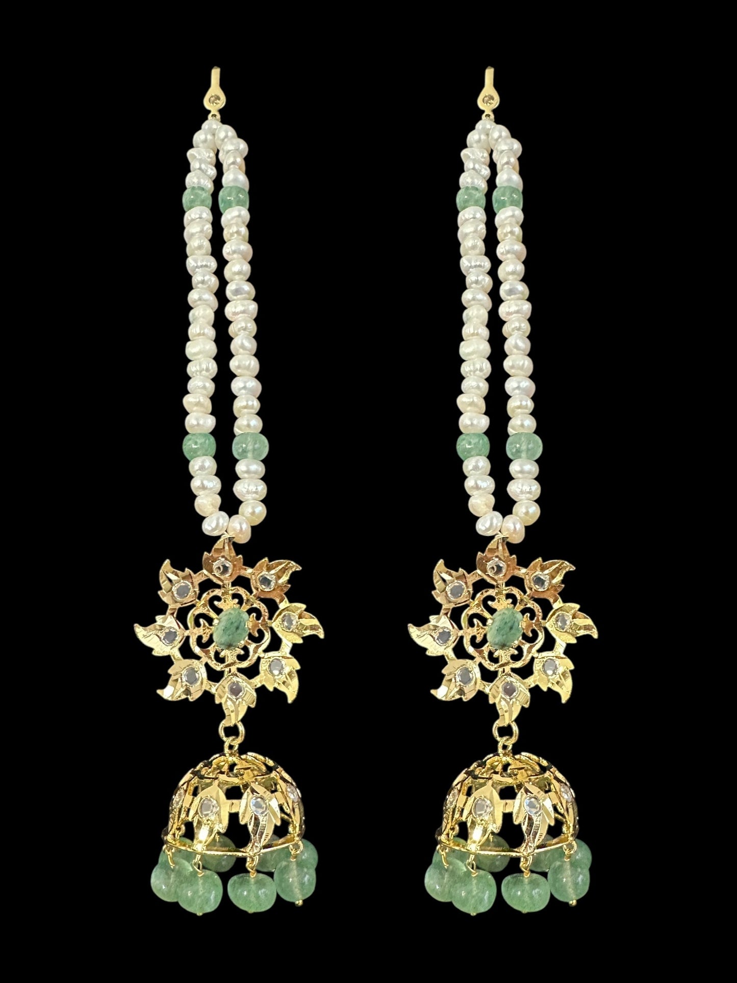 BR498 Insia bridal jadavi lacha satlada set in emeralds , ( READY TO SHIP )
