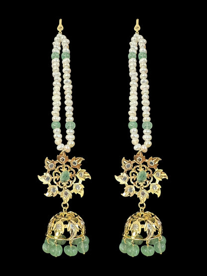 BR498 Insia bridal jadavi lacha satlada set in emeralds , ( READY TO SHIP )