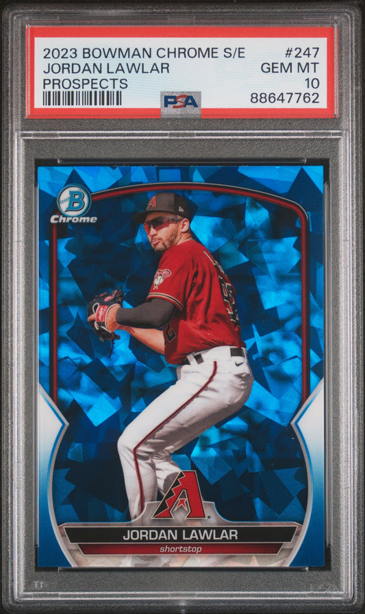 Graded 2023 Topps Bowman Chrome Sapphire Edition Jordan Lawler #247 Prospects Rookie RC Baseball Card PSA 10 Gem Mint