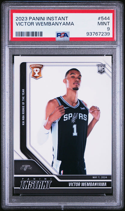 Graded 2023 Panini Instant Victor Wembanyama #544 Rookie RC Basketball Card PSA 9 Mint