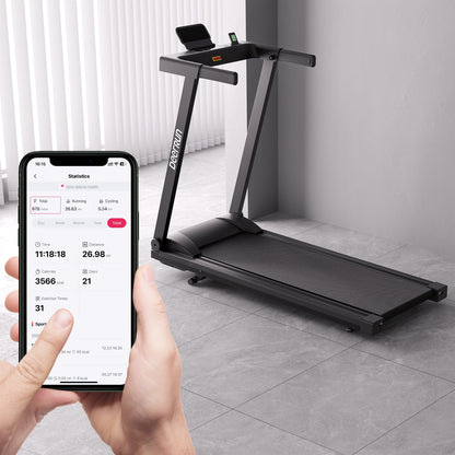 DeerRun All-New 2026 A1 Pro Move+ Smart Foldable Treadmill with 6% Incline & NFC | 350Lbs, 10mph, Black