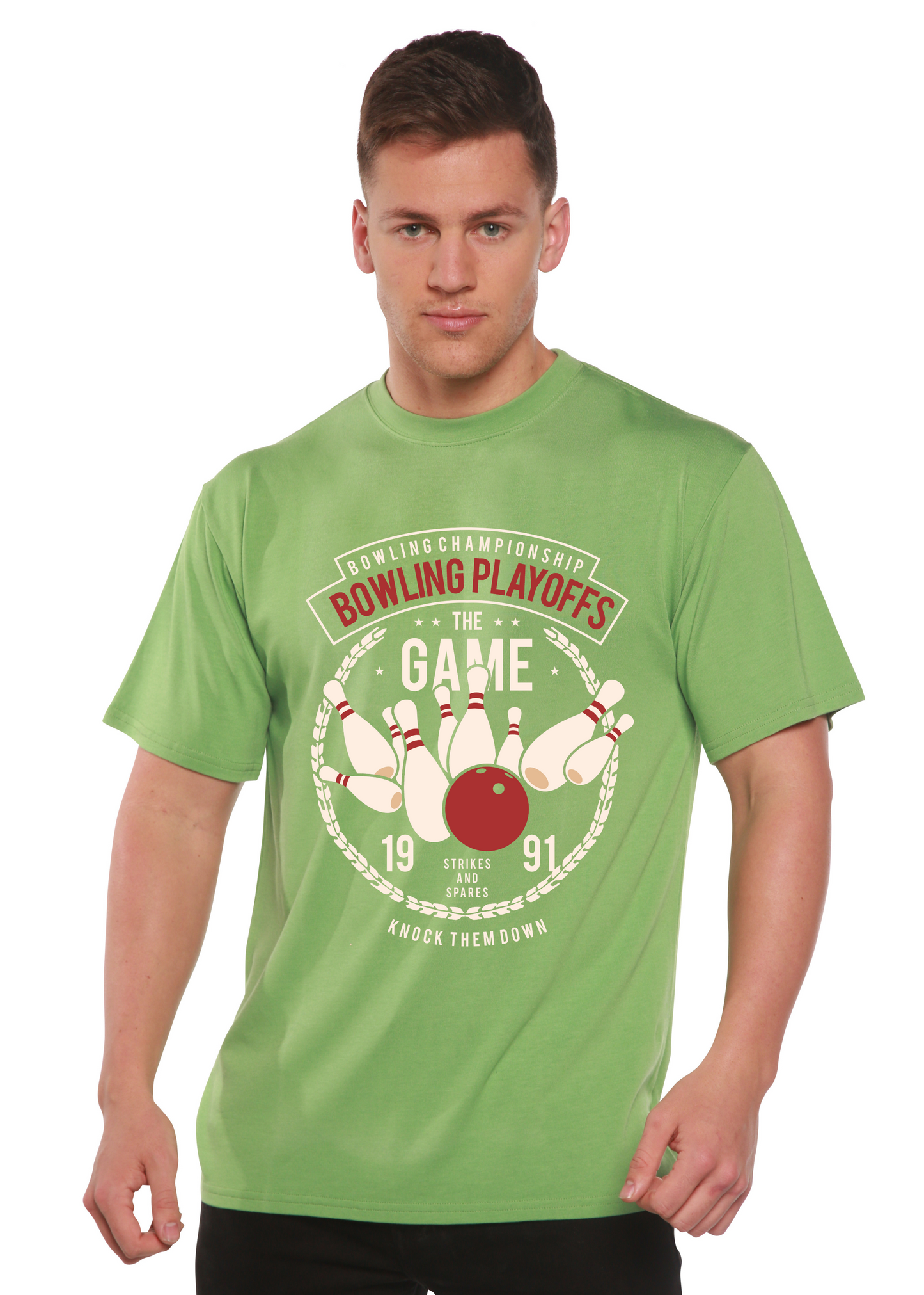 Bowling Playoffs Men's Bamboo Viscose/Organic Cotton Short Sleeve Graphic T-Shirt