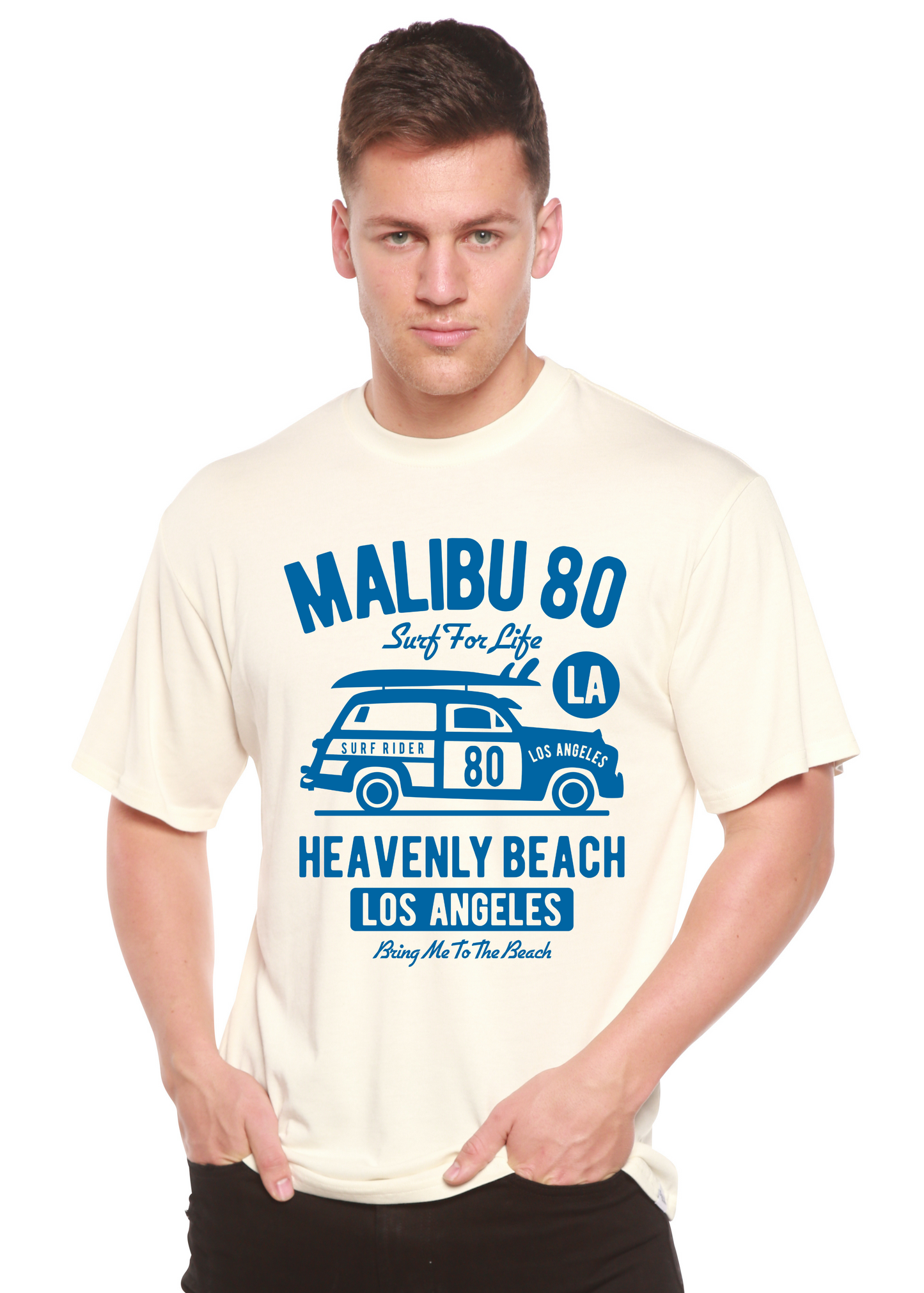 Malibu 80 Men's Bamboo Viscose/Organic Cotton Short Sleeve Graphic T-Shirt