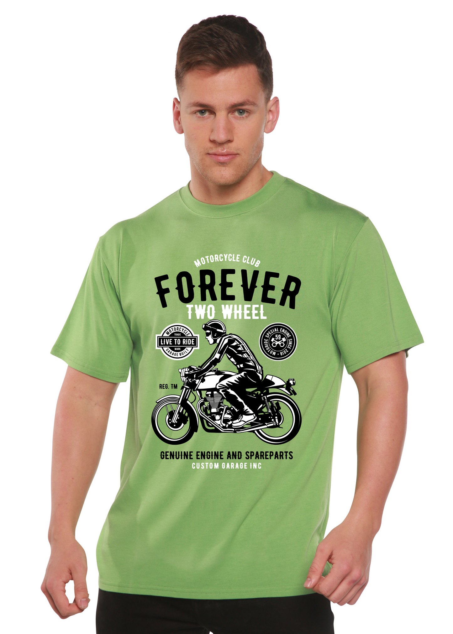 Forever Two Wheel Men's Bamboo Viscose/Organic Cotton Short Sleeve Graphic T-Shirt