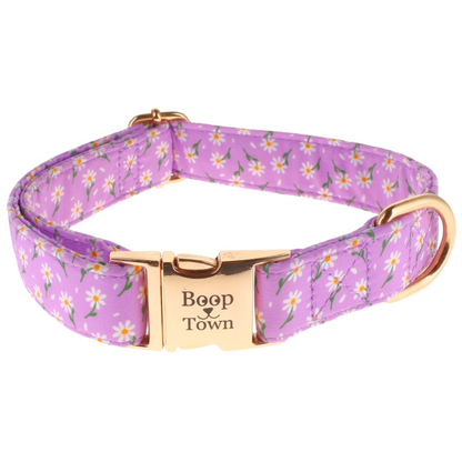 Boop Town Durable Soft Cotton Dog Collar With Nylon Core Quick Release Metal Buckle Adjustable for Girls Boys Small Medium Large Comfortable Pet Products Reduces Hair Matting Gold Tone Zinc Alloy Hardware - Triathlete Store