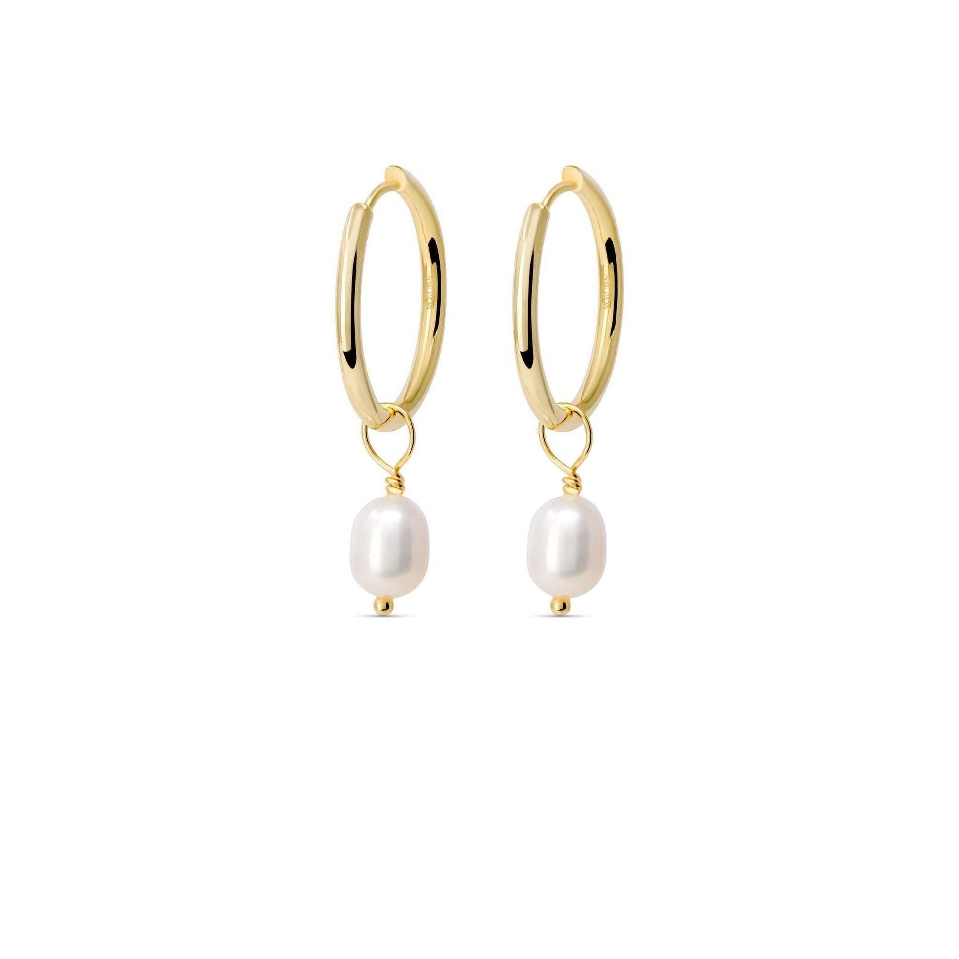 Pearl Hoops Dangle Earrings in 925 Sterling Silver - Triathlete Store