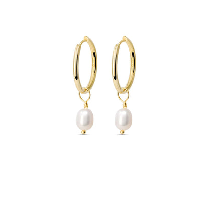 Pearl Hoops Dangle Earrings in 925 Sterling Silver - Triathlete Store
