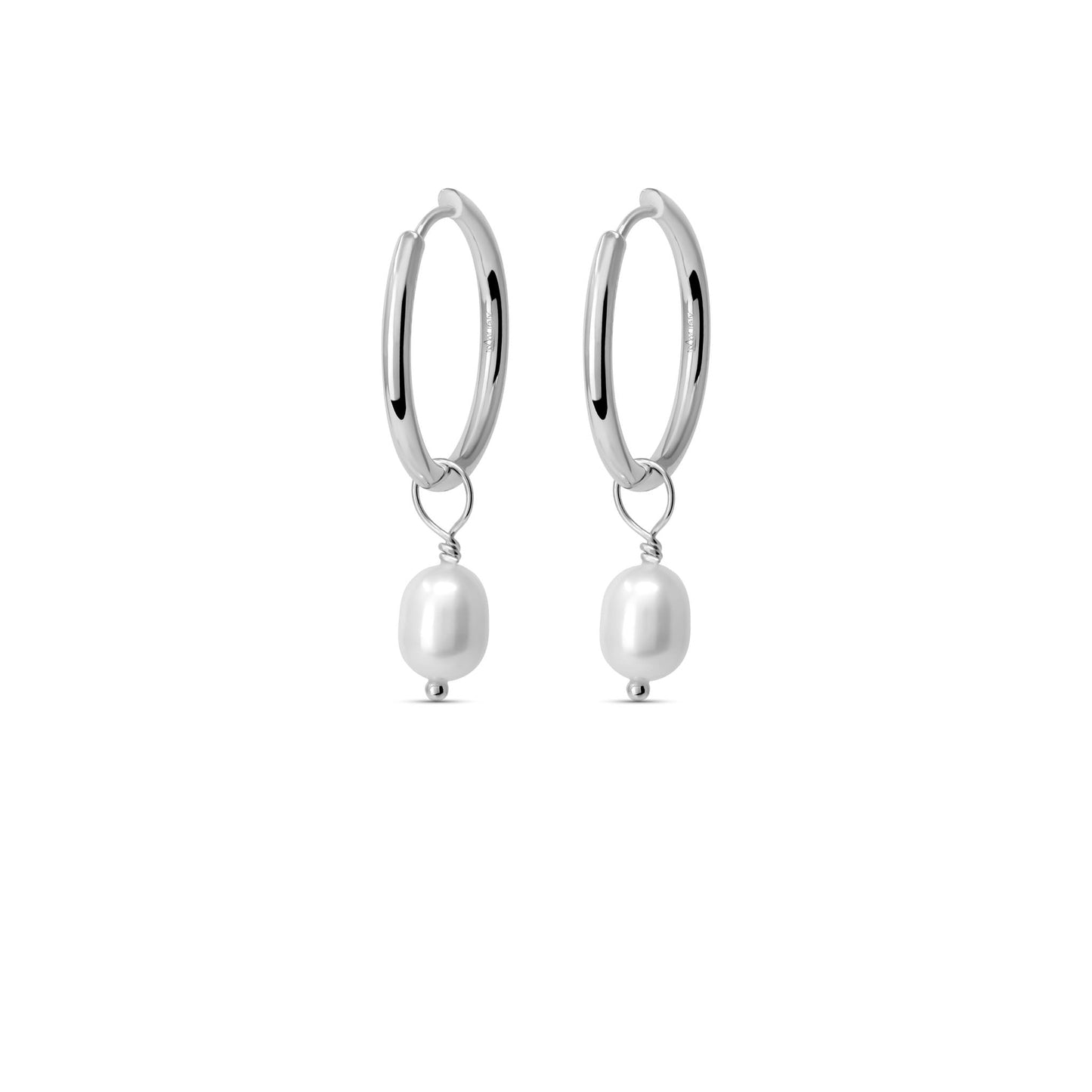 Pearl Hoops Dangle Earrings in 925 Sterling Silver - Triathlete Store
