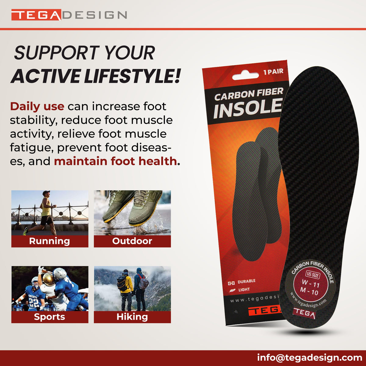 Very Rigid Carbon Fiber Insole (1.5mm)