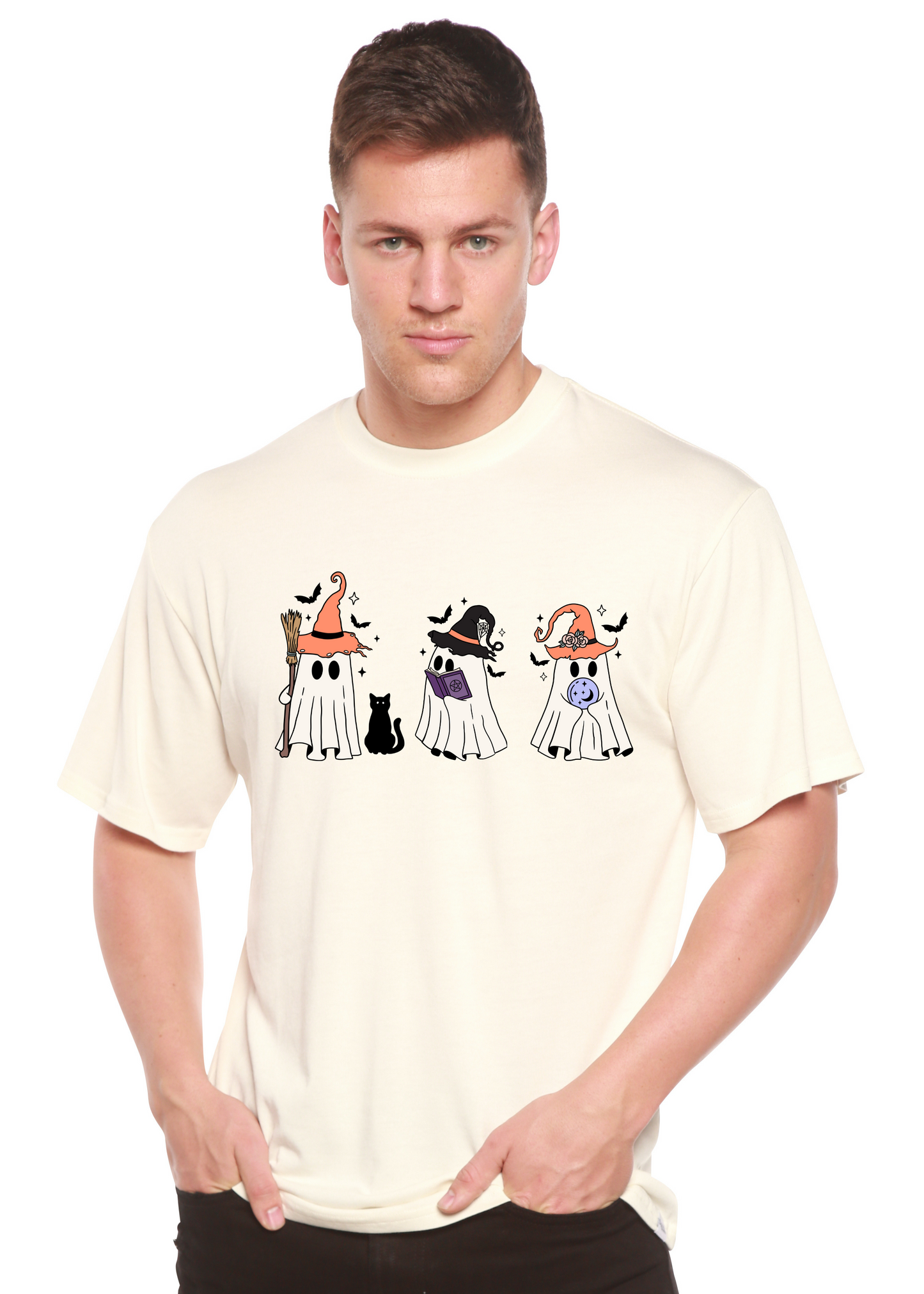 Halloween Boo Men's Bamboo Viscose/Organic Cotton Short Sleeve Graphic T-Shirt