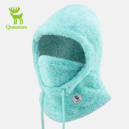 Qunature Thermal Fleece Helmet Liner – Windproof Balaclava Hood for Skiing and Winter Sports