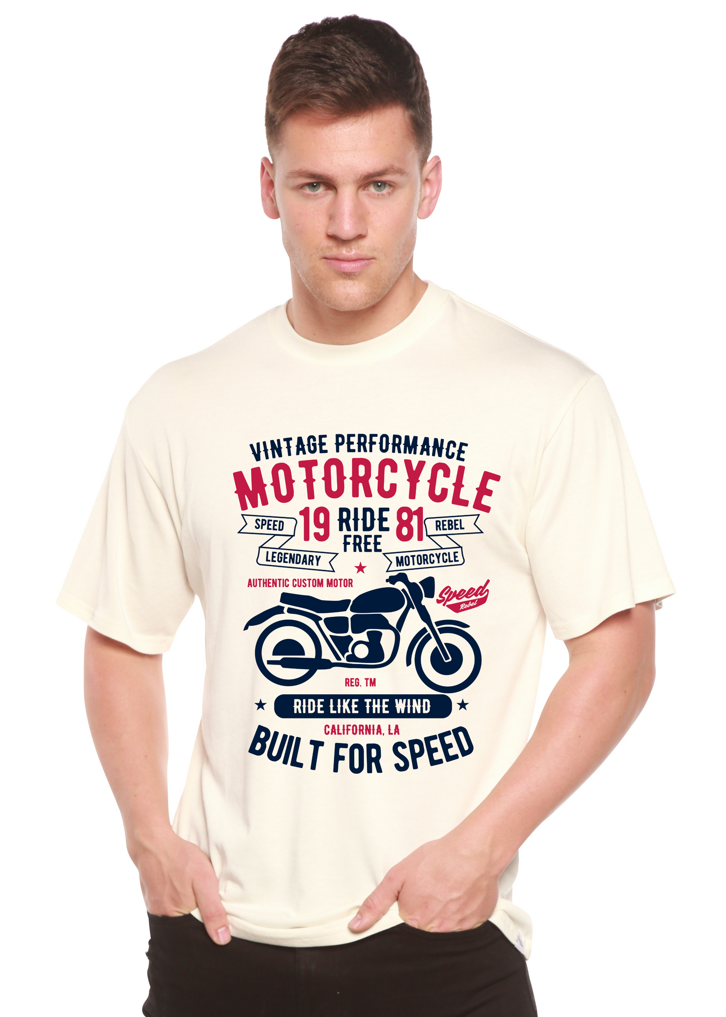 Motorcycle Ride Free Men's Bamboo Viscose/Organic Cotton Short Sleeve Graphic T-Shirt